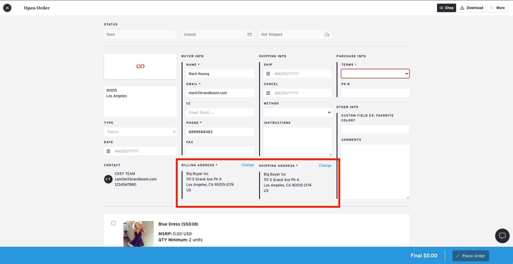 Getting Started Order Form (Buyer Side)